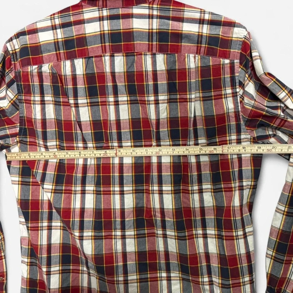 J. Crew Men’s S Red Blue White Plaid Long Sleeve Button Down Shirt Preppy Office